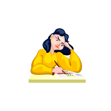 Beautiful girl doing homework  Illustration