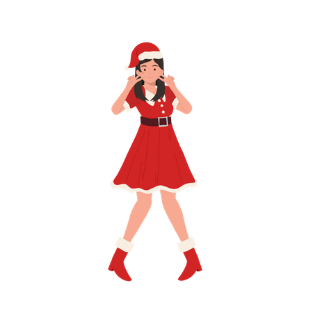 Beautiful Girl in Santa Claus Outfit giving photoshoot pose  Illustration