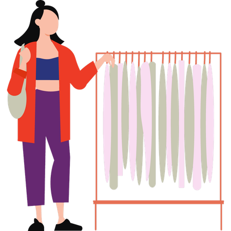 Beautiful girl is buying clothes  Illustration