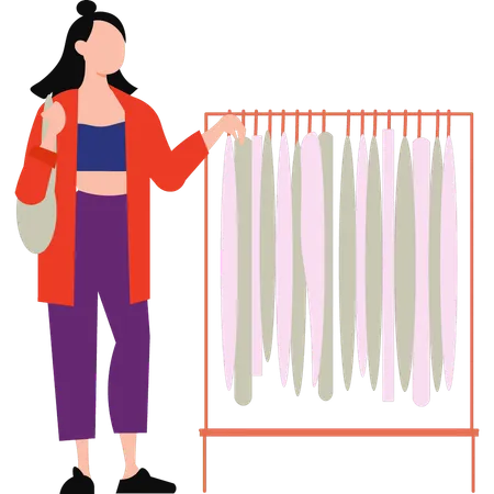 The Girl Is Buying Clothes Illustration