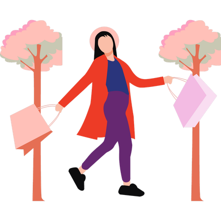Beautiful girl is happy after shopping  Illustration