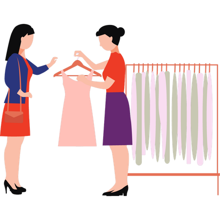 Beautiful girl is shopping clothes  Illustration