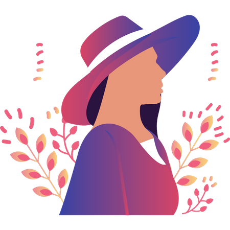 Beautiful Girl Wear Hat  Illustration