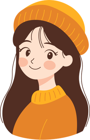 Beautiful Girl Wearing Hat and Warm Clothes  Illustration