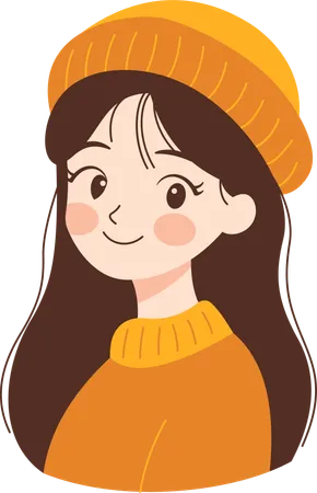 Beautiful Girl Wearing Hat and Warm Clothes  Illustration