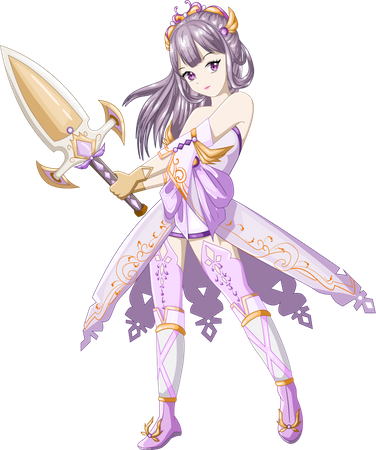 Beautiful girl wearing purple costume bring the sword  Illustration