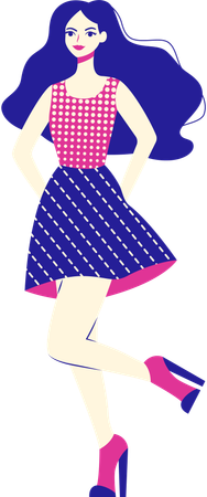 Beautiful girl wearing short skirt  Illustration