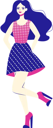 Beautiful girl wearing short skirt  Illustration