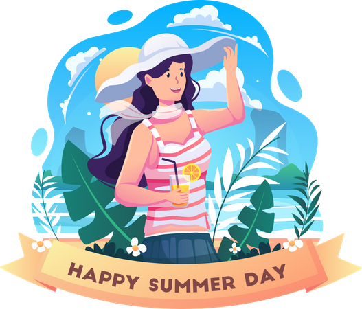 Beautiful girl wearing summer clothes  Illustration