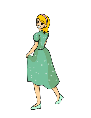 Beautiful girl with Beautiful Dress  Illustration