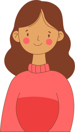 Beautiful Innocent Nerd Girl Character Wearing Pink Sweater  Illustration