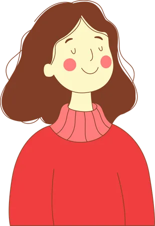 Beautiful Innocent Nerd Girl Character Wearing Pink Sweater  Illustration