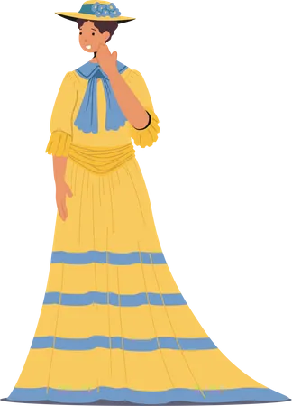 Beautiful Lady in Historical Vintage Dress  Illustration