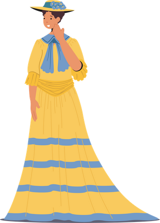 Beautiful Lady in Historical Vintage Dress  Illustration