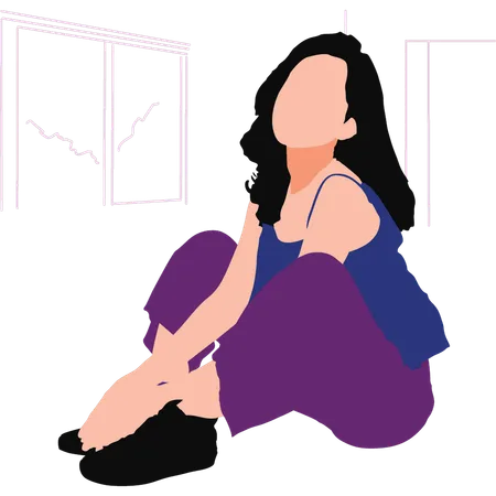The Girl Is Wearing Baggy Clothes Illustration