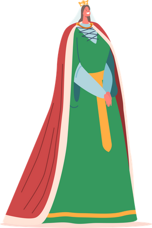 Beautiful Medieval Queen in Royal Crown Illustration