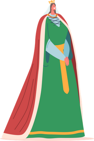 Beautiful Medieval Queen in Royal Crown  Illustration