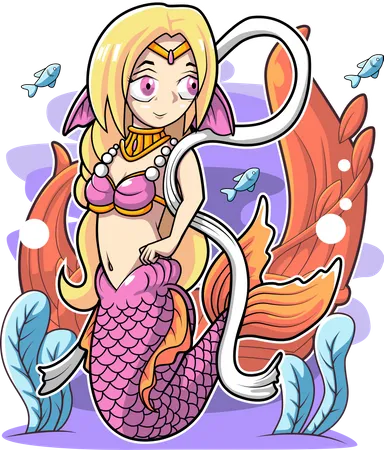 Mermaid Beautiful Vector Illustration Design Illustration