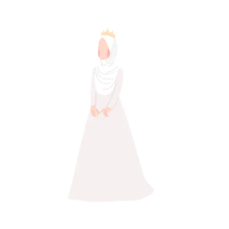 Beautiful muslim bride standing for photo Illustration