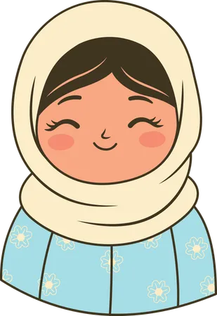 Beautiful Muslim Girl Wearing Cream Hijab While Smiling  Illustration