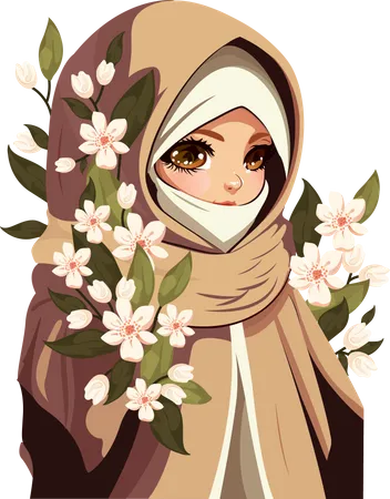 Beautiful Muslim Woman  Illustration