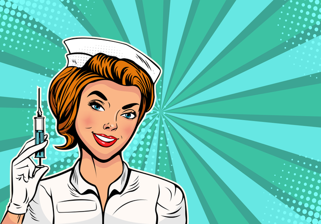 Beautiful nurse with a syringe for vaccination  Illustration