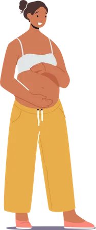 Beautiful Pregnant Latin Woman with hand on belly  Illustration