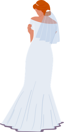 Beautiful Stylish Bride in Elegant Dress  Illustration