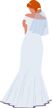 Beautiful Stylish Bride in Elegant Dress  Illustration