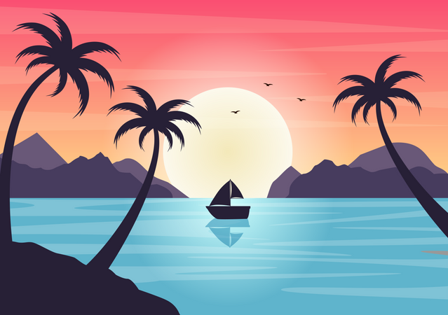 Beautiful sunset  Illustration