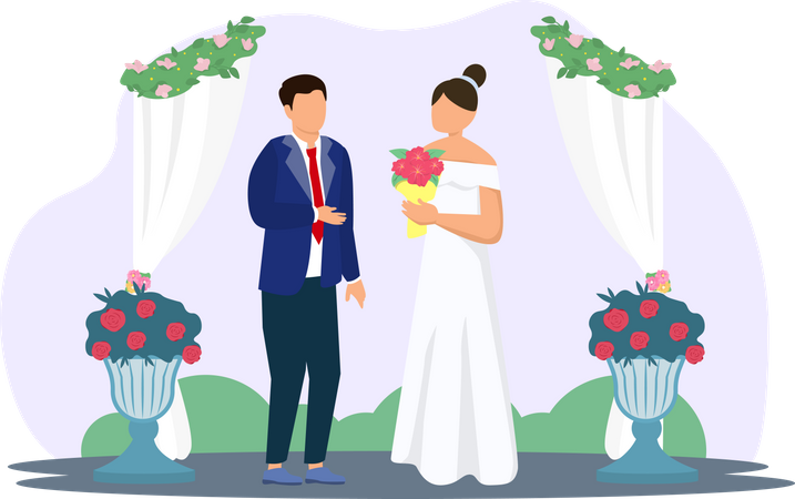 Best Premium Beautiful Wedding Couple Illustration download in PNG & Vector  format