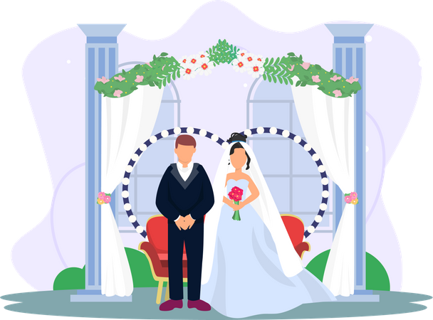 Best Premium Beautiful Wedding Couple Illustration download in PNG & Vector  format