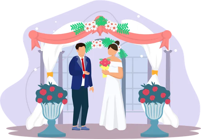 Beautiful Wedding Couple  Illustration