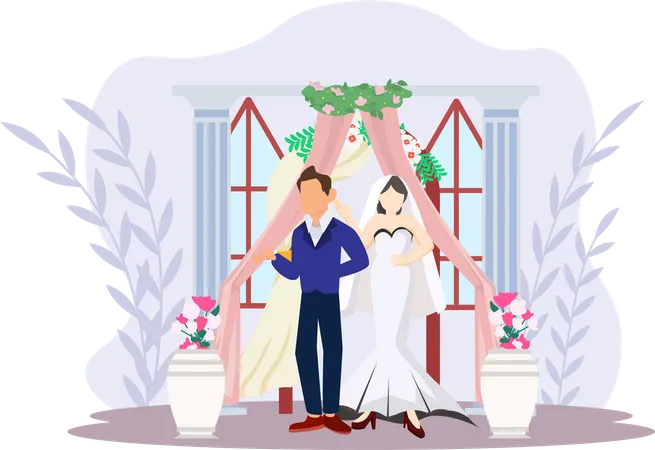 Beautiful Wedding Couple  Illustration
