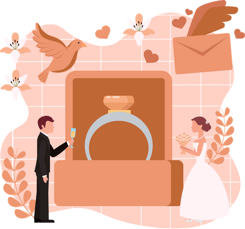 Beautiful Wedding Couple  Illustration