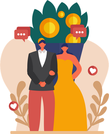 Beautiful Wedding Couple  Illustration