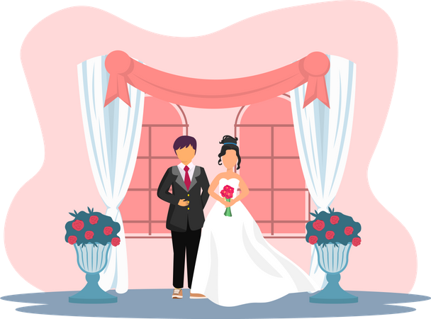 Beautiful Wedding Couple  Illustration