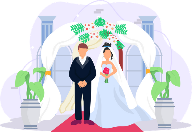 Beautiful Wedding Couple  Illustration