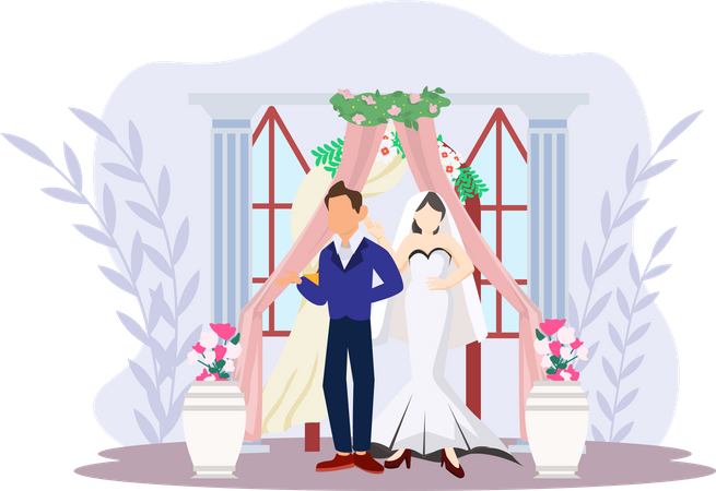 Beautiful Wedding Couple  Illustration