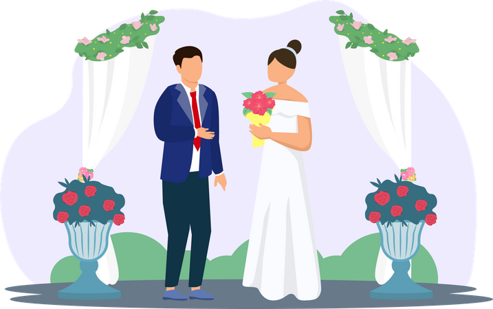 Beautiful Wedding Couple  Illustration