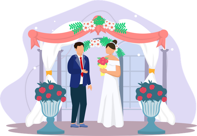 Beautiful Wedding Couple  Illustration