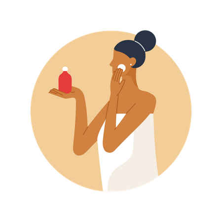 Beautiful woman applying face cream  Illustration