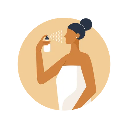 Beautiful woman applying face mist  Illustration