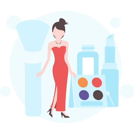 Beautiful woman getting out of parlor Illustration