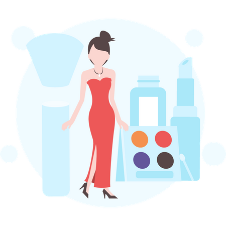 Beautiful woman getting out of parlor  Illustration