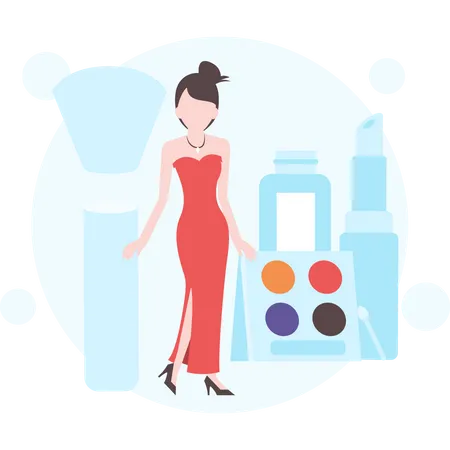 Beautiful woman getting out of parlor  Illustration