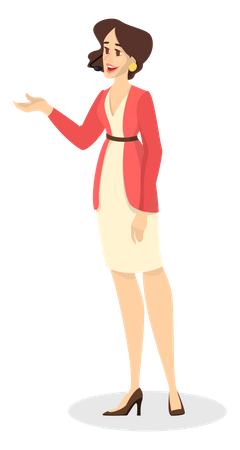 Beautiful woman in dress standing and smiling Illustration