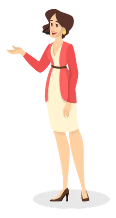 Beautiful woman in dress standing and smiling  Illustration