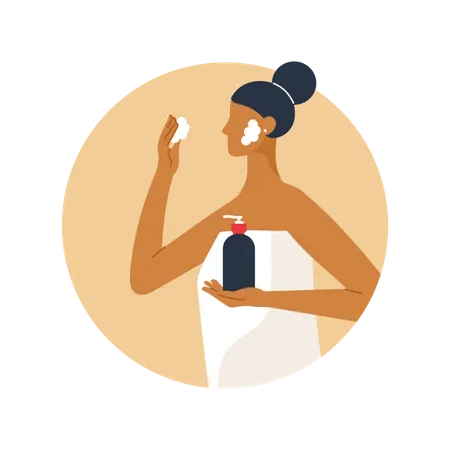 Beautiful woman using facewash  Illustration