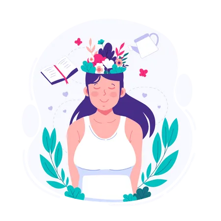 Beautiful woman with calm mind  Illustration